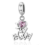 925 Sterling Silver Home Love Pink Gemstone Bracelet - Front View