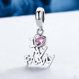 925 Sterling Silver Home Love Pink Gemstone Bracelet - Side View