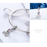 925 Sterling Silver Home Love Pink Gemstone Bracelet - Rear View