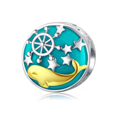 925 Sterling Silver Whale Star Beads For Diy Bracelets & Necklaces - Front View
