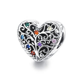 925 Sterling Silver Tree Of Life Zircon Bead Bracelet / Necklace Set - Front View