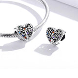 925 Sterling Silver Tree Of Life Zircon Bead Bracelet / Necklace Set - Rear View