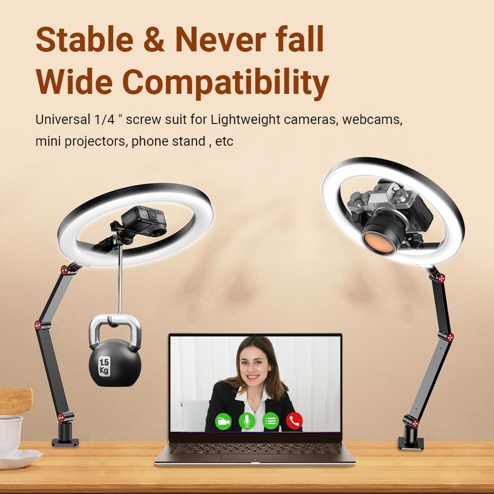 Foldable 10 Led Ring Light with Swing Arm Stand & Phone Holder