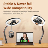 Foldable 10 Led Ring Light with Swing Arm Stand & Phone Holder - Rear View