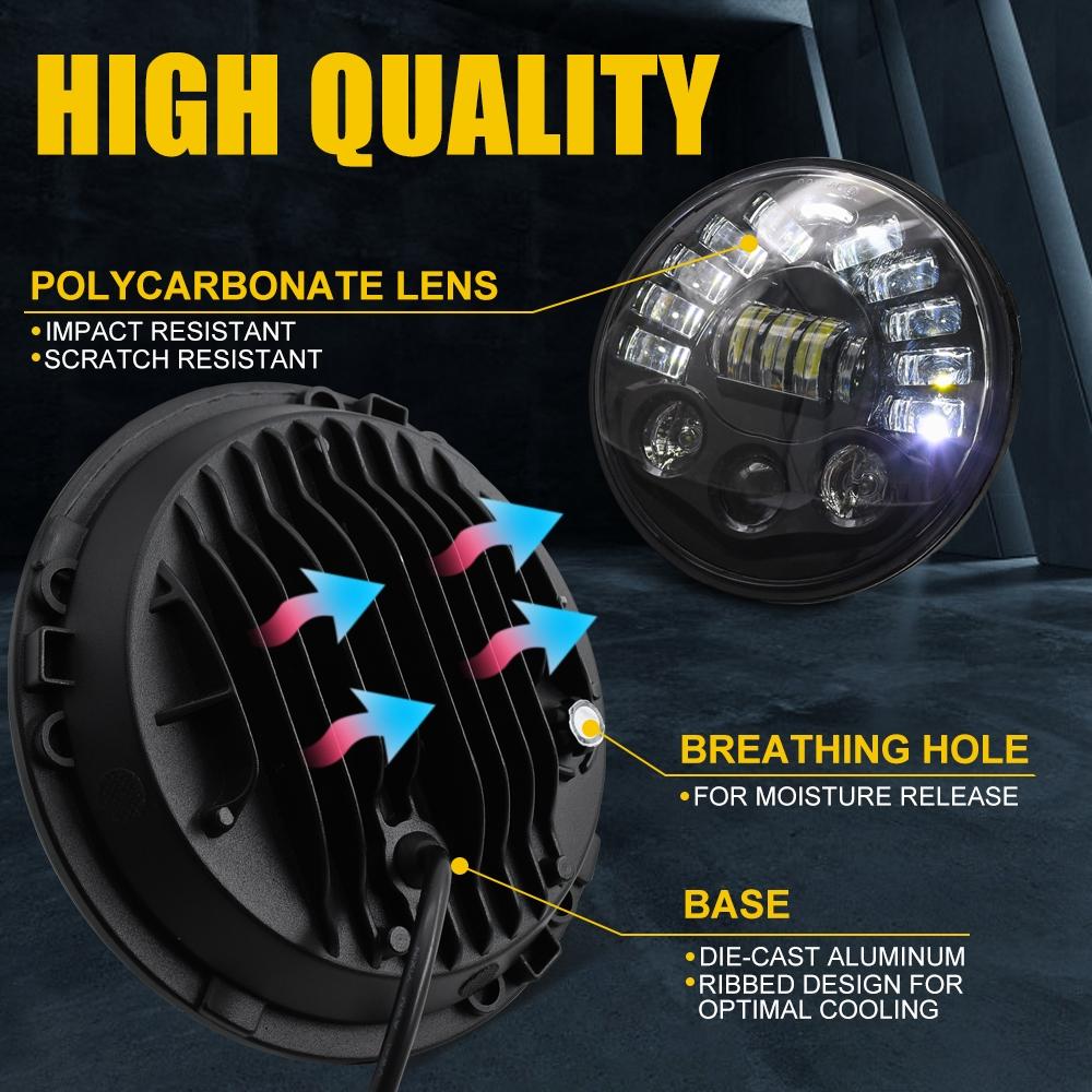 7 Inch Car Matrix Gradient Led Headlight Lamps For Jeep Wrangler