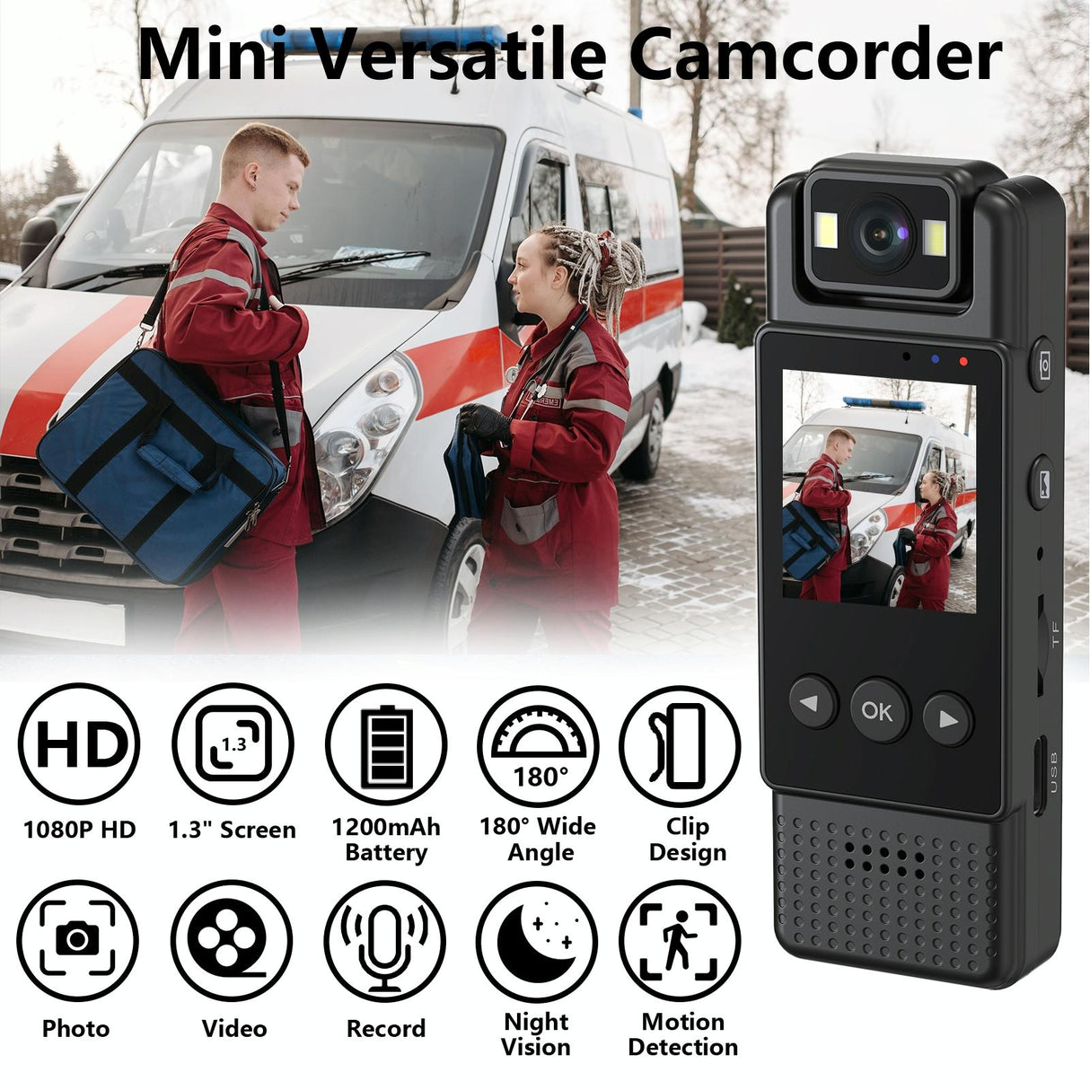 Outdoor Sports Night Vision Camera With 180 Degree Rotation For Video Recording