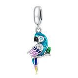 925 Sterling Silver Parrot Pendant For Bracelet Or Necklace - Front View