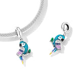 925 Sterling Silver Parrot Pendant For Bracelet Or Necklace - 45-Degree Angle
