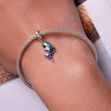 925 Sterling Silver Parrot Pendant For Bracelet Or Necklace - Close-Up Angle