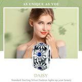 925 Sterling Silver Blue Daisy Spacer For Bracelet - Top-Down View