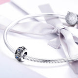 925 Sterling Silver Blue Daisy Spacer For Bracelet - Low Angle