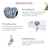 925 Sterling Silver Heart Balloon Bear Pendant For Diy Bracelets & Necklaces - 45-Degree Angle