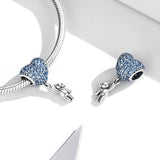 925 Sterling Silver Heart Balloon Bear Pendant For Diy Bracelets & Necklaces - Rear View