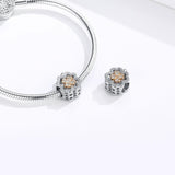 925 Sterling Silver Zircon Beaded Diy Bracelet Charm - Close-Up Angle