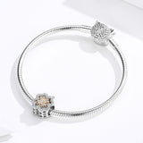 925 Sterling Silver Zircon Beaded Diy Bracelet Charm - Low Angle