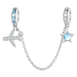 925 Sterling Silver Airplane Star Chain Accessory - Front View