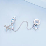 925 Sterling Silver Airplane Star Chain Accessory - Top-Down View