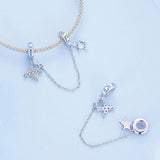 925 Sterling Silver Airplane Star Chain Accessory - 45-Degree Angle