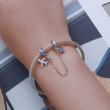 925 Sterling Silver Airplane Star Chain Accessory - Rear View