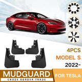 For Tesla Model S 2022 4Pcs / Set Car Auto Soft Plastic Splash Flaps Fender Guard - Side View