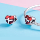 925 Sterling Silver Red Ecg Beaded Love Bracelet - Rear View