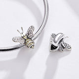 925 Sterling Silver Bee Bracelet Diy Beaded Accessory - Close-Up Angle