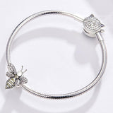 925 Sterling Silver Bee Bracelet Diy Beaded Accessory - Low Angle