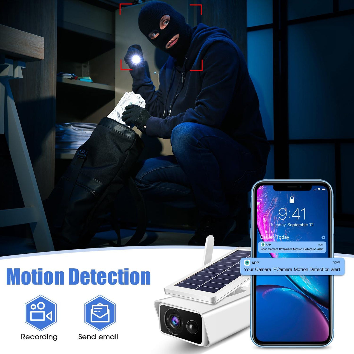 Solar-Powered 1080P Wifi Security Camera With Motion Detection And Night Vision