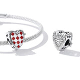 925 Sterling Silver Heart Clock Beads For Diy Bracelets & Necklaces - 45-Degree Angle