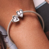 925 Sterling Silver Heart Clock Beads For Diy Bracelets & Necklaces - Close-Up Angle