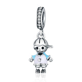 925 Sterling Silver Boy Bead Bracelet / Necklace Accessory - Front View