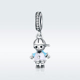 925 Sterling Silver Boy Bead Bracelet / Necklace Accessory - Top-Down View