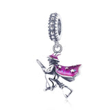 925 Sterling Silver Witch Broom Pendant For Diy Bracelets - Front View