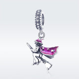 925 Sterling Silver Witch Broom Pendant For Diy Bracelets - Side View