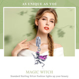 925 Sterling Silver Witch Broom Pendant For Diy Bracelets - Top-Down View