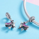 925 Sterling Silver Witch Broom Pendant For Diy Bracelets - Rear View