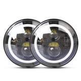 2 Pcs 7 Inch Ip68 Waterproof 6500K 75W Cree Led Headlight Hi / Lo Beam Driving Lamp For Jeep Wrangler Jk Tj Lj - Front View