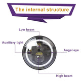 2 Pcs 7 Inch Ip68 Waterproof 6500K 75W Cree Led Headlight Hi / Lo Beam Driving Lamp For Jeep Wrangler Jk Tj Lj