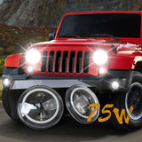 2 Pcs 7 Inch Ip68 Waterproof 6500K 75W Cree Led Headlight Hi / Lo Beam Driving Lamp For Jeep Wrangler Jk Tj Lj