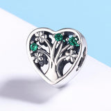 925 Sterling Silver Tree Of Life Heart Bracelet & Clear Beads - Side View
