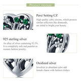 925 Sterling Silver Tree Of Life Heart Bracelet & Clear Beads - Rear View