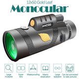 Professional 12X50 Hd Monocular Night Vision Telescope + Tripod - Low Angle
