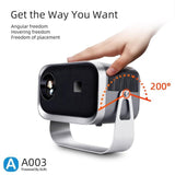 360 Degree Rotating Mini Android Projector - 150 Lumens 1280X720P - 45-Degree Angle