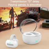 Touch Bone Conduction Bluetooth Earphone with Charging Warehouse - Ear Clip Type - Pink
