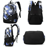Lightweight 2-in-1 Backpack and Chest Bag for Men - Blue Football - Blue Football - Top-Down View