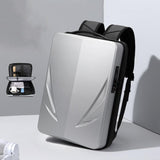 Men Gaming Backpack - Hard Shell Single-layer Silver - Front View