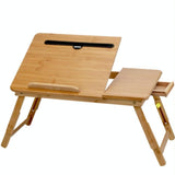 Adjustable Folding Laptop Desk for Bed with Card Slot and Lazy Computer Design - Front View