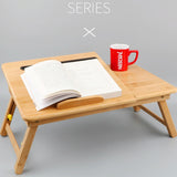 Adjustable Folding Laptop Desk for Bed with Card Slot and Lazy Computer Design - Top-Down View
