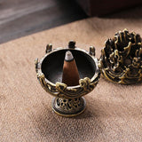 Small Vintage Copper Incense Burner - Indoor Ornament - Side View