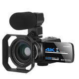 Af2 5600Px 18X Zoom 4K Digital Video Camera With Hood & Microphone & Wide-Angle Lens - Front View